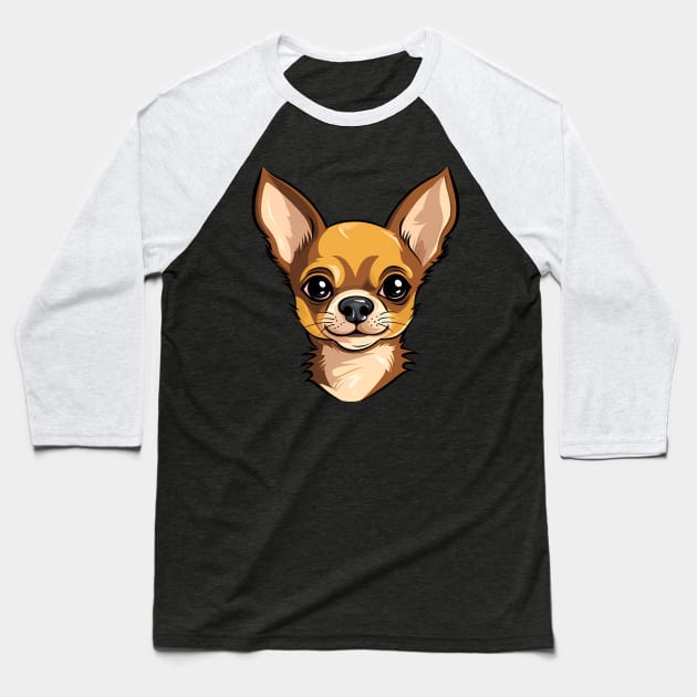 Short haired Chihuahua Cute Puppy Dog Face Baseball T-Shirt by Sports Stars ⭐⭐⭐⭐⭐